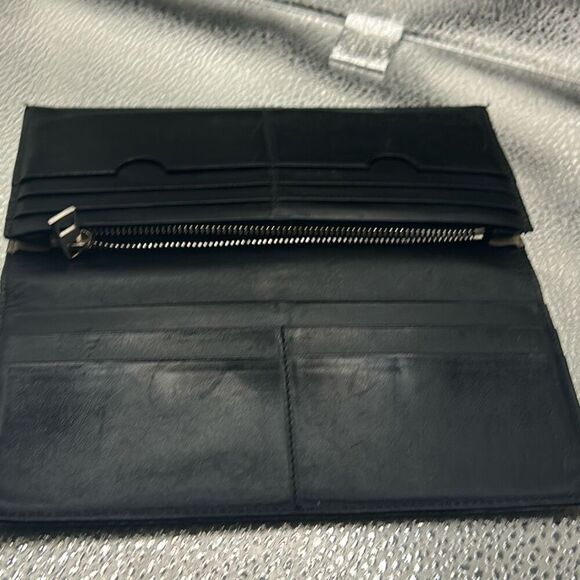 Loewe Anagram Repeat Textured Long Wallet Taupe With Silver Bifold Cardholder - Picture 7 of 10